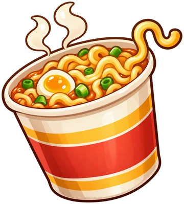 Cute cup of instant noodles